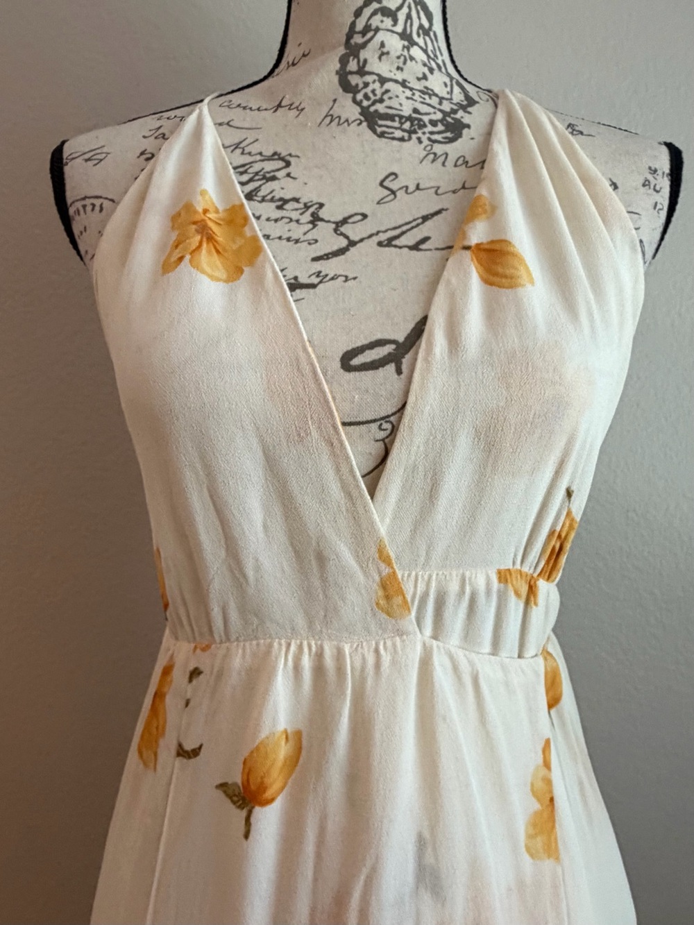 Reformation Shirley Wrap Midi Dress Butter Yellow Floral Cottagecore | S - Picture 5 of 7